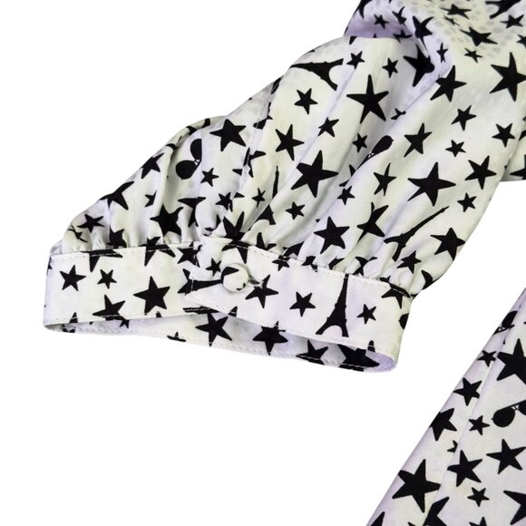 Karl Lagerfeld Paris Womens Star Print Button-Down Blouse 3/4 Sleeves - Picture 6 of 11